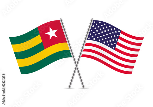 Togo and American flags. Vector illustration.
