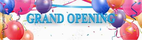 Grand opening banner with confetti 