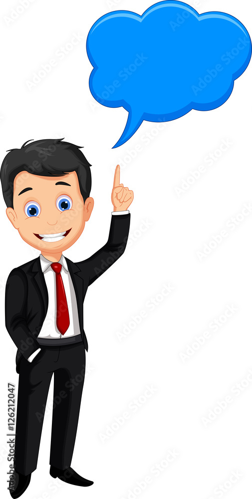 cute businessman with thought bubbles cute businessman with thought bubbles