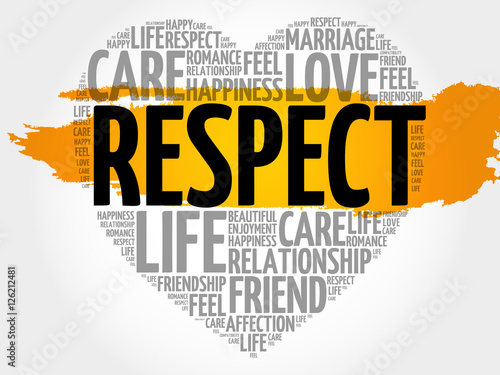 Respect word cloud collage, heart concept background