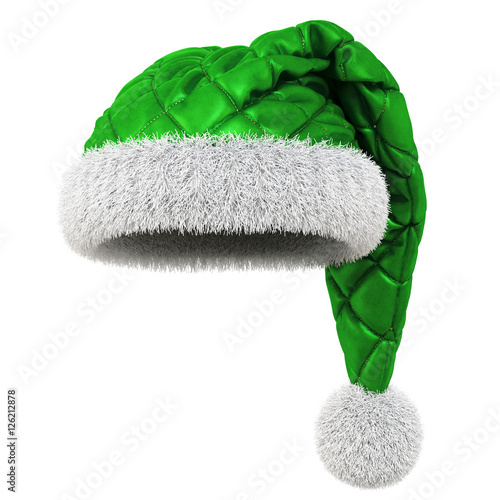 Santa Claus green hat isolated on white background. 3D illustration.