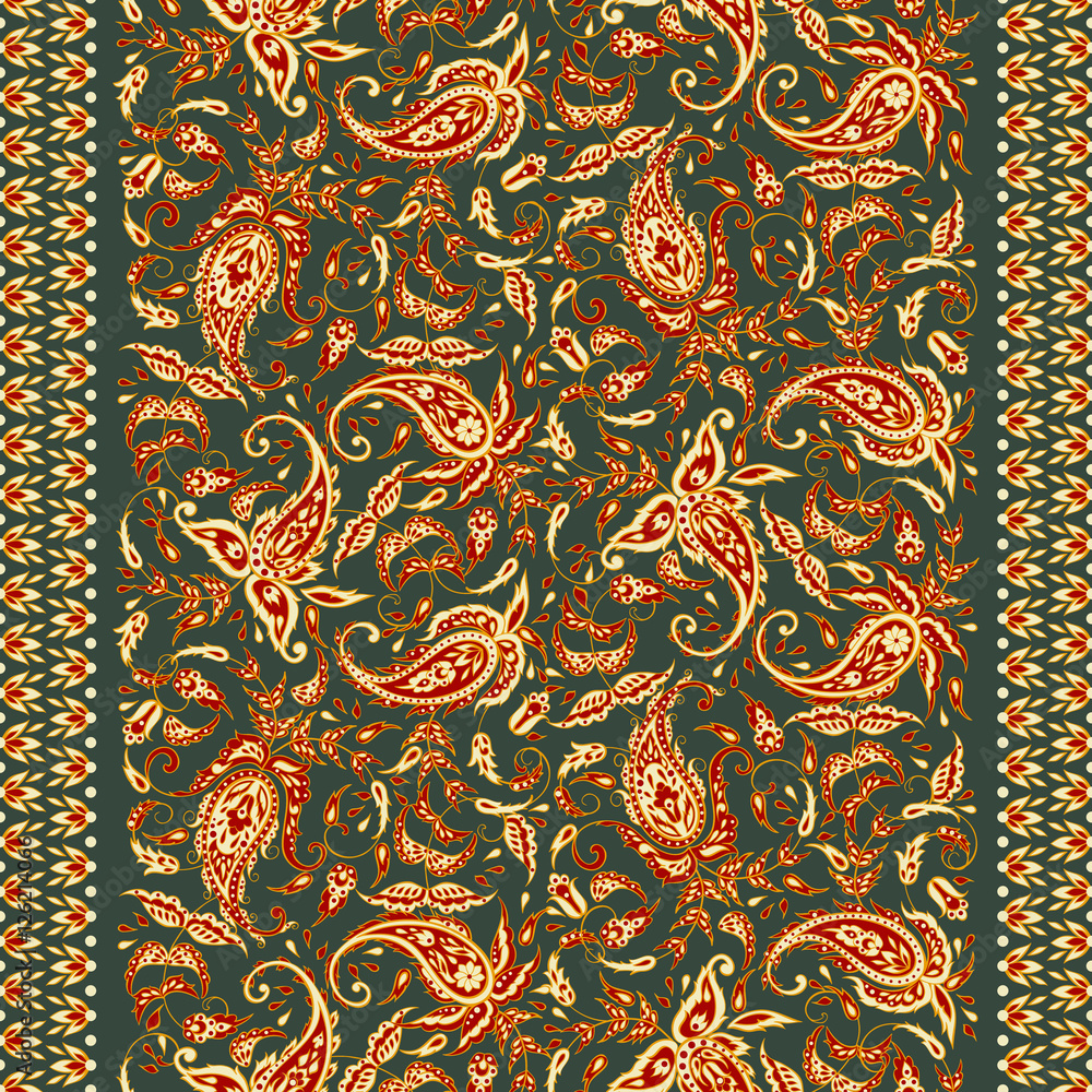 paisley seamless vector pattern. textile floral background