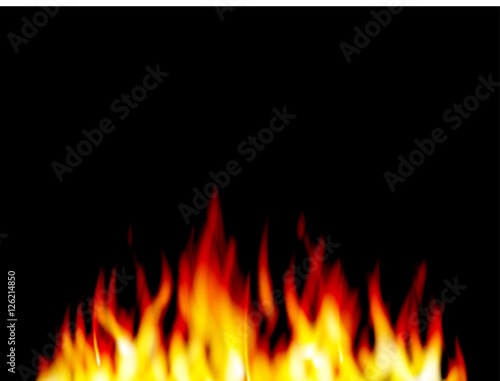 Burn flame fire on black background