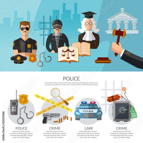 Crime and punishment justice system banners