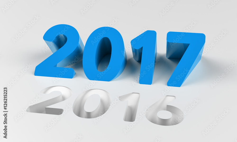 3D rendering blue 2017 new year eve illustration 3D rendering blue 2017 new year eve illustration