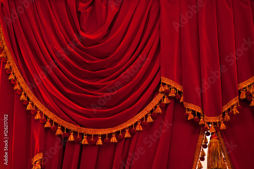 Wallpaper Mural Open red curtains with glitter opera or theater background