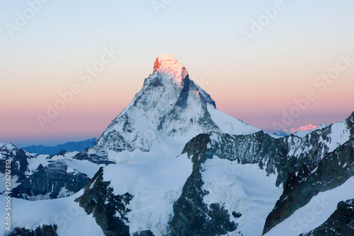 the Matterhorn near Zermatt in the Swiss Alps at sunrise photo