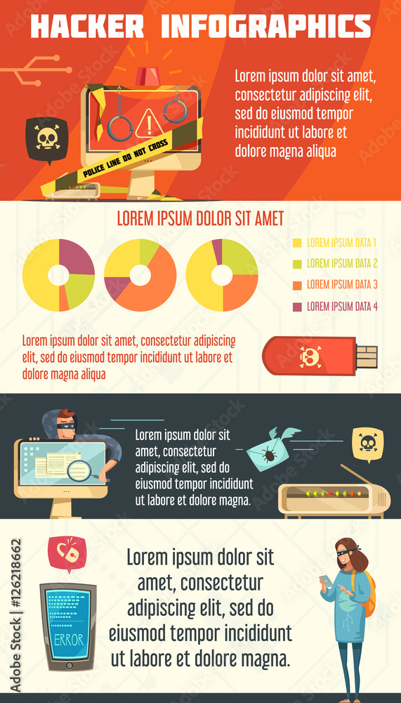 Hacers Criminal Activity Infographic Cartoon Poster Hacers Criminal Activity Infographic Cartoon Poster