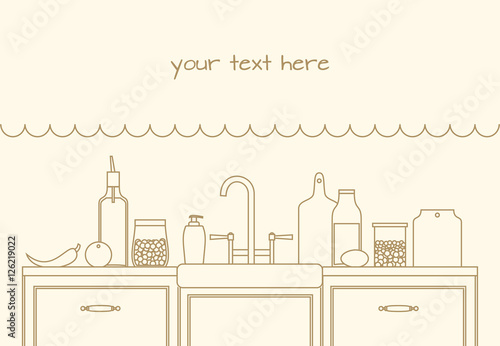 Vector illustration of the kitchen table with plenty space for your text