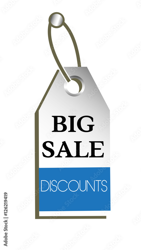 Isolated tag with the text big sale discounts written on the tag