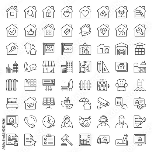 real estate thi line icons