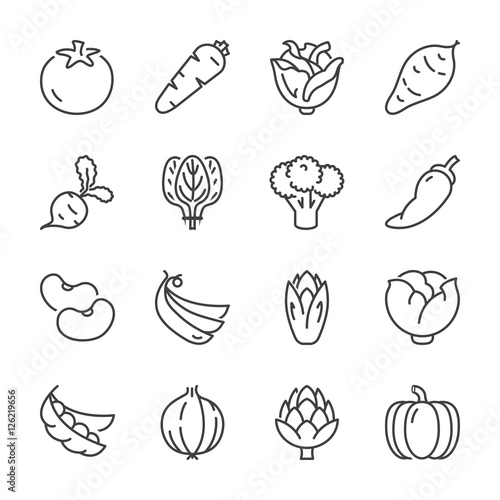 vegetables line icons 2