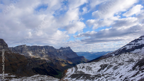 a view of the Swiss Alps at dawn