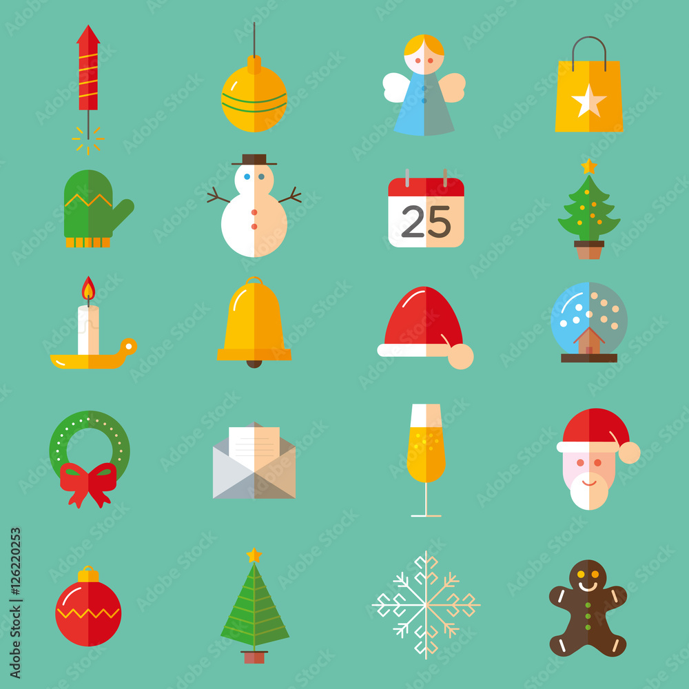 Set of flat Christmas colorful icons
Set of flat Christmas colorful icons