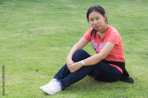 thai woman in lawn
