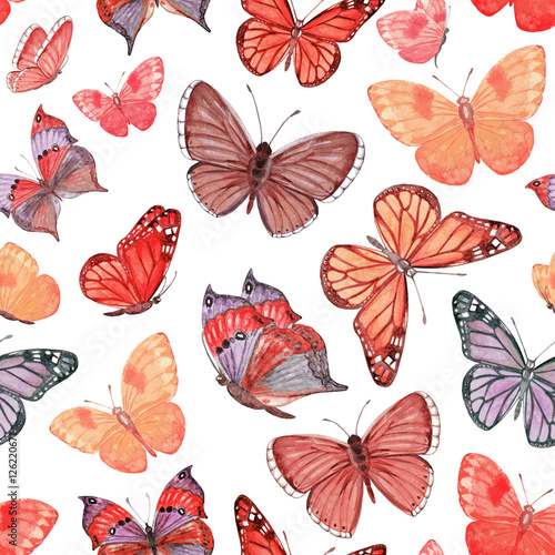 vintage seamless texture with beautiful flying butterflies. wate