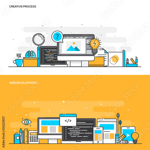 Flat line color concept- Creative Process and Web Development- C