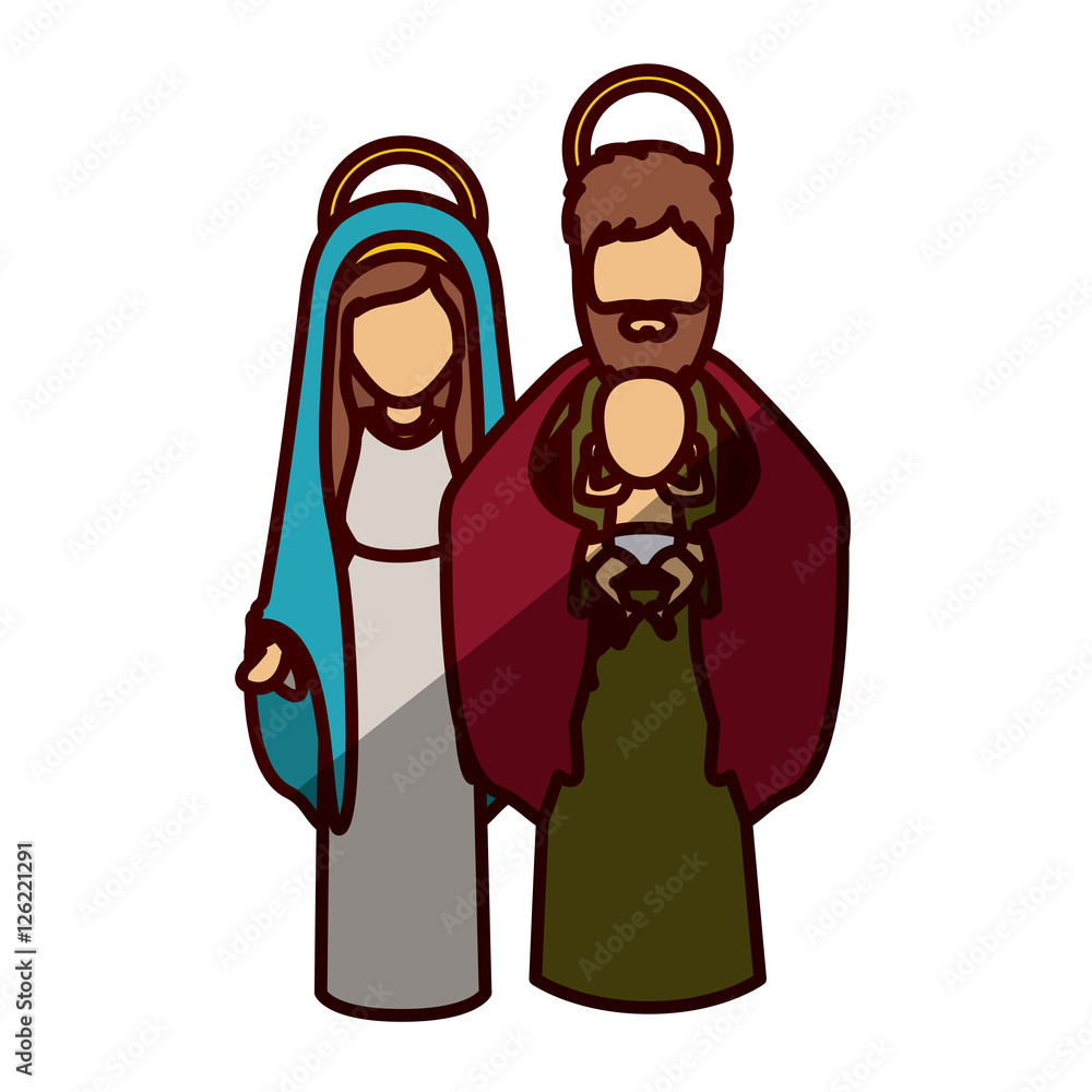 Mary joseph and baby jesus icon. Holy night family christmas and betlehem theme. Isolated design. Vector illustration Mary joseph and baby jesus icon. Holy night family christmas and betlehem theme. Isolated design. Vector illustration