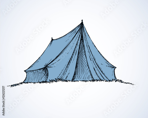 Tourist tent. Vector drawing