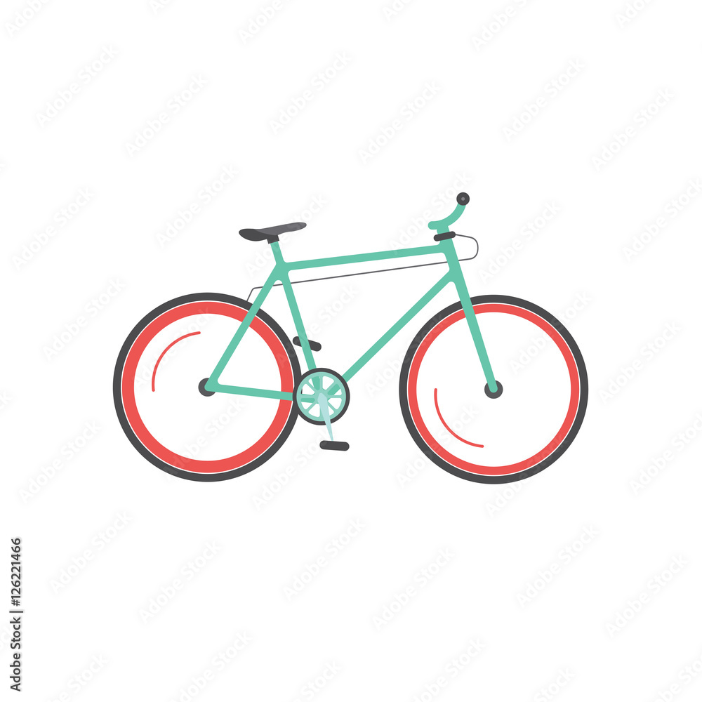 Naklejka premium Ilustracja wektorowa rowerów na białym tle, płaski styl górski rower w ruchu, ikona cyklu
