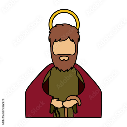Joseph cartoon icon. Holy night family christmas and betlehem theme. Isolated design. Vector illustration