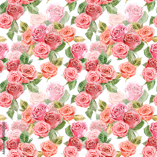 seamless texture with roses. watercolor painting © Aloksa