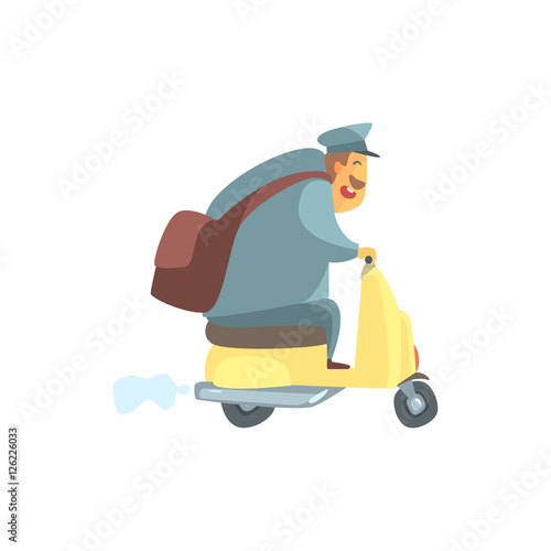 Chubby Postman On Small Scooter