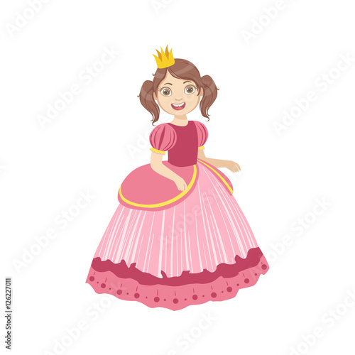 Little Girl With Ponytails Dressed As Fairy Tale Princess