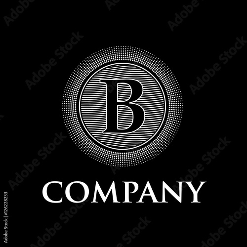 Elegant vector monogram initial letter B with sun and waves, bla