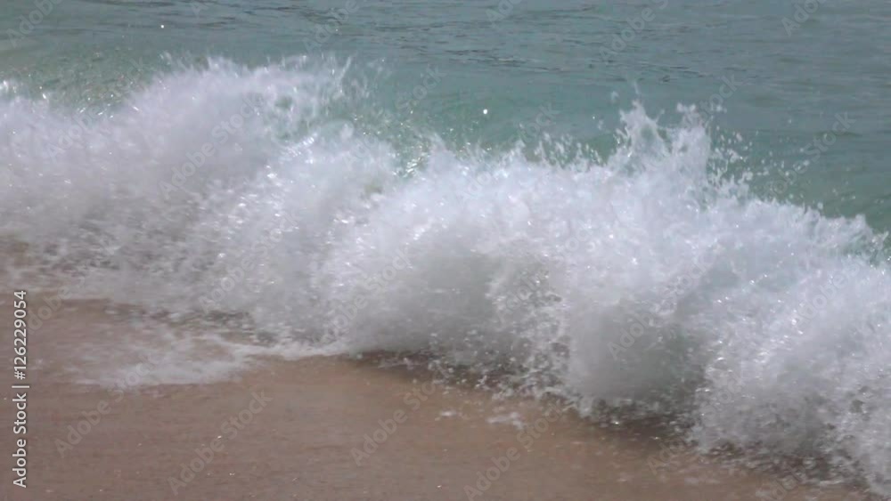 Slow motion of green sea wave with white splash on brown sand beach. Beautiful natural background for amazing intro in excellent octuple decelerated clip. Dramatic view of expressive nature.
Slow motion of green sea wave with white splash on brown sand beach. Beautiful natural background for amazing intro in excellent octuple decelerated clip. Dramatic view of expressive nature.