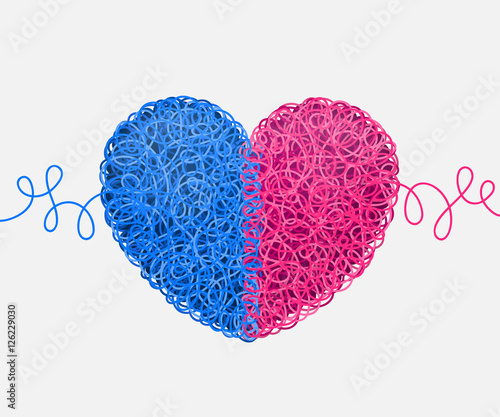 Intertwined blue-and-pink heart