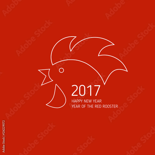 illustration red background cock 2017