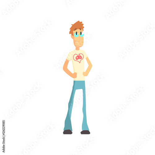 Skinny Programmer Wearing Glasses Funny Character