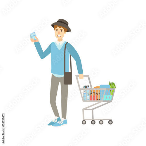 Guy Buying Food In Grocery Store photo