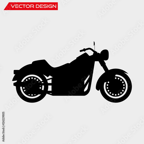 Motorcycle icon isolated on white. Vector illustration of chopper motorcycle