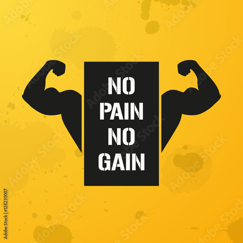 No Pain No Gain, banner, fitness motivation, vector background, bodybuilding, gym
