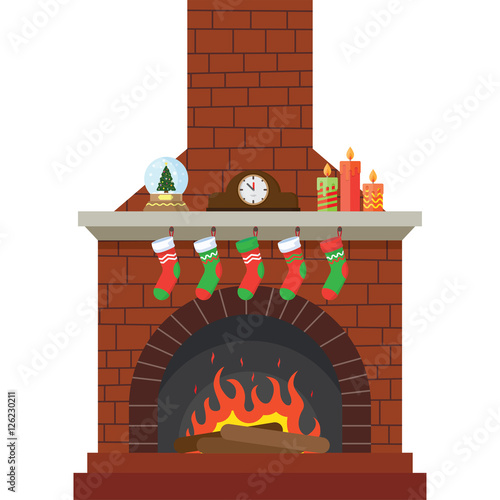 Christmas stockings by the fireplace