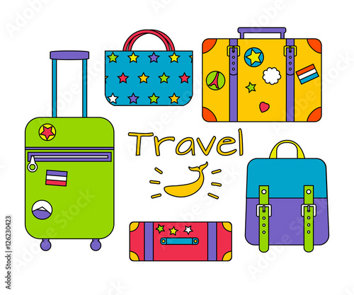 Vector set of travelling bags
