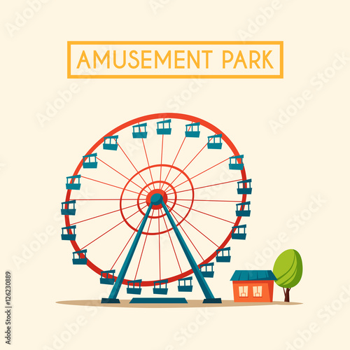 Amusement park theme. Cartoon vector illustration
