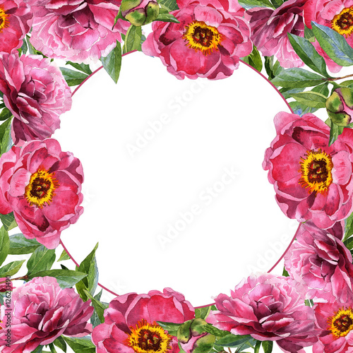 Wallpaper Mural Wildflower peony flower frame in a watercolor style isolated. Torontodigital.ca