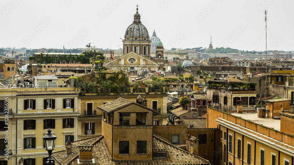Obraz premium Church steeples and rooftops