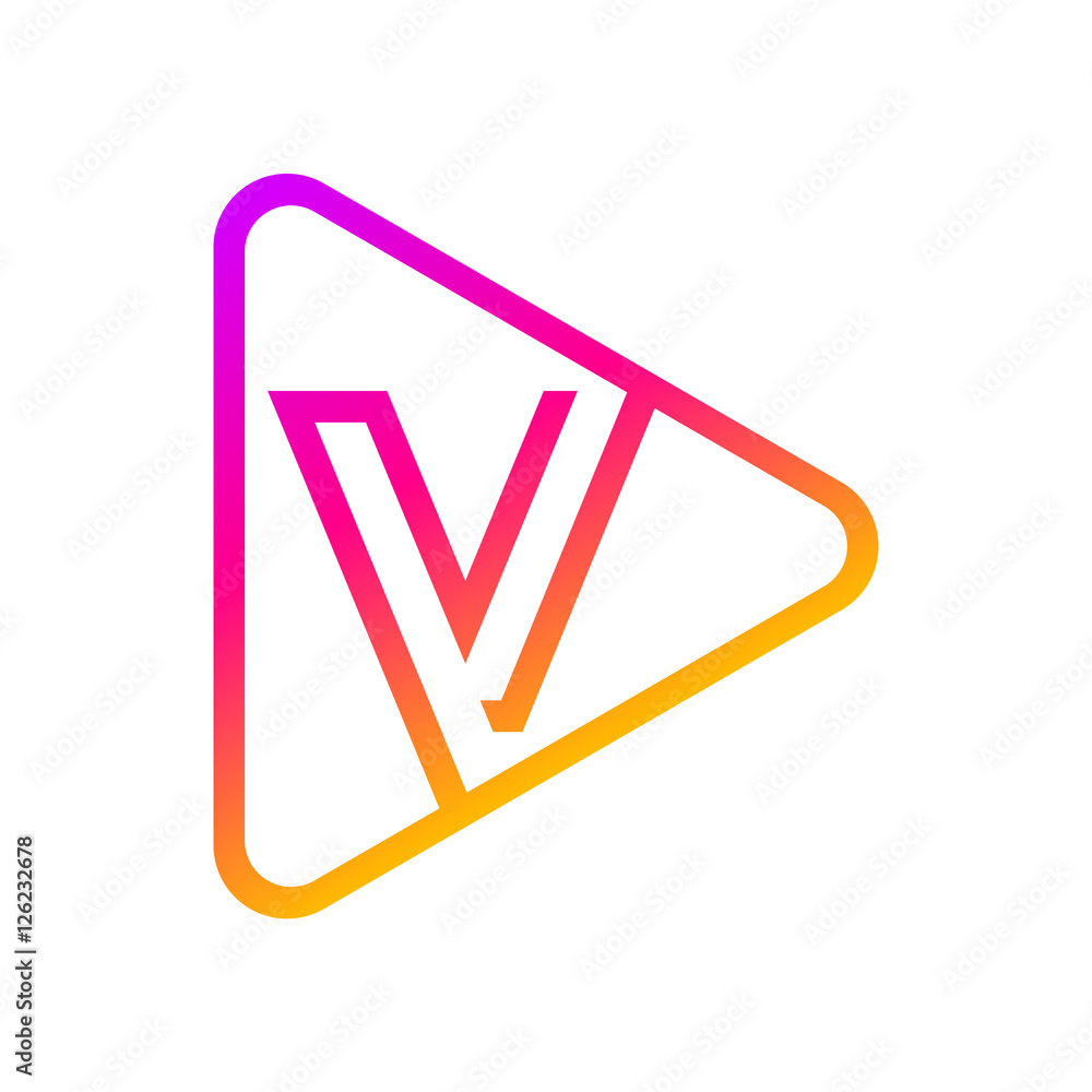 Letter V Multimedia and Play logo design Letter V Multimedia and Play logo design