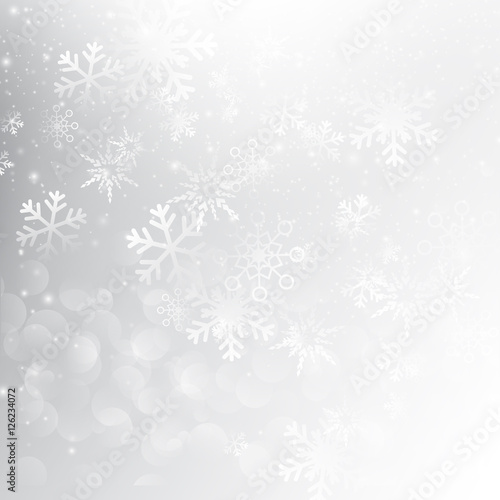Snow fall with bokeh abstract grey background vector illustratio