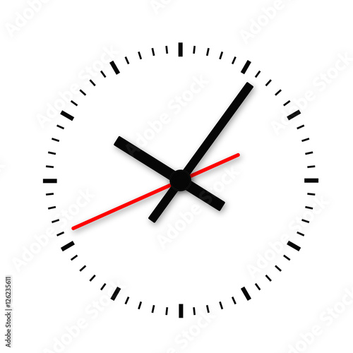 Clock and timestamp without numbers isolated on white background. 3d illustration. 