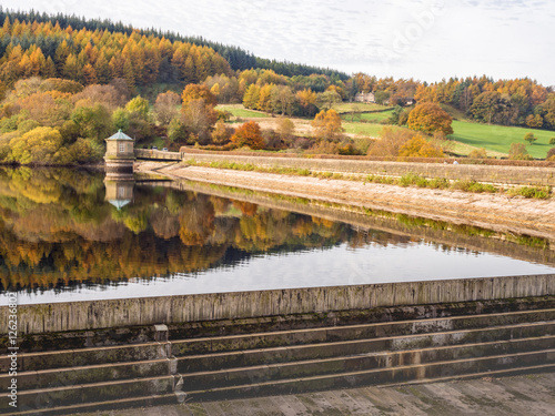 Control Tower and Dam Wall at Fernilee Reservoir, The Goyt Valley, Peak District, UK photo