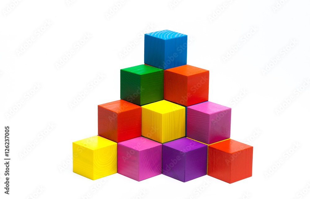 colored children cubes on white isolated background colored children cubes on white isolated background
