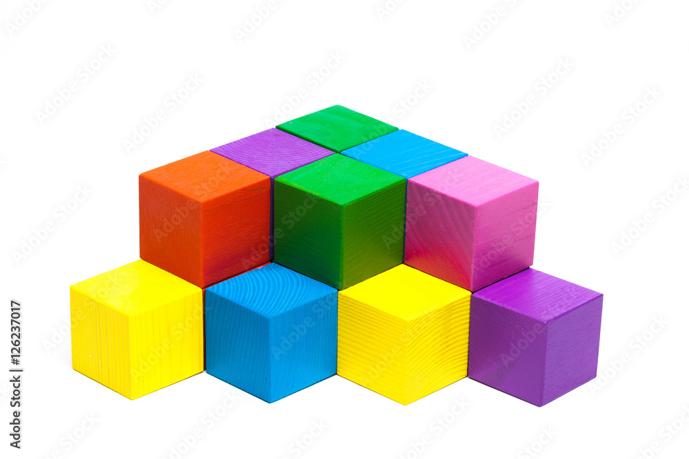 colored children cubes on white isolated background colored children cubes on white isolated background