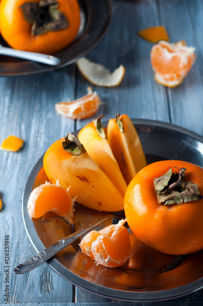 Delicious fresh persimmon fruit