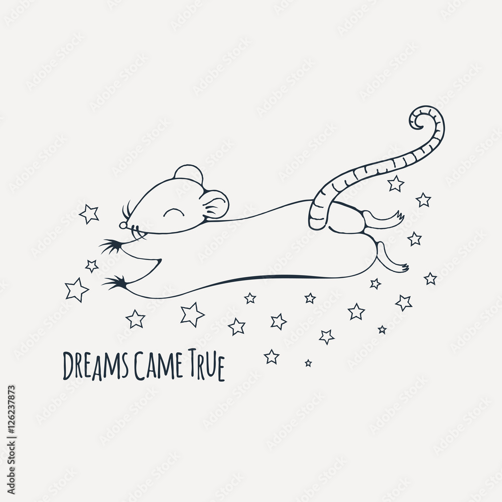 Dreamy rat. Coloring page. Dreamy rat. Coloring page.