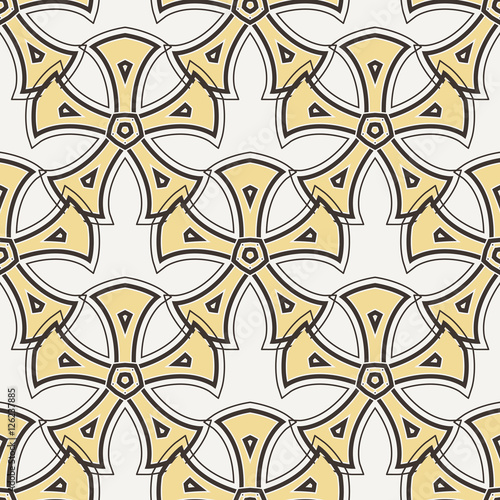 Patch Boho Flower Seamless Pattern. Mandala patchwork, oriental design. Wallpaper, furniture textile, fabric print, tile deco.